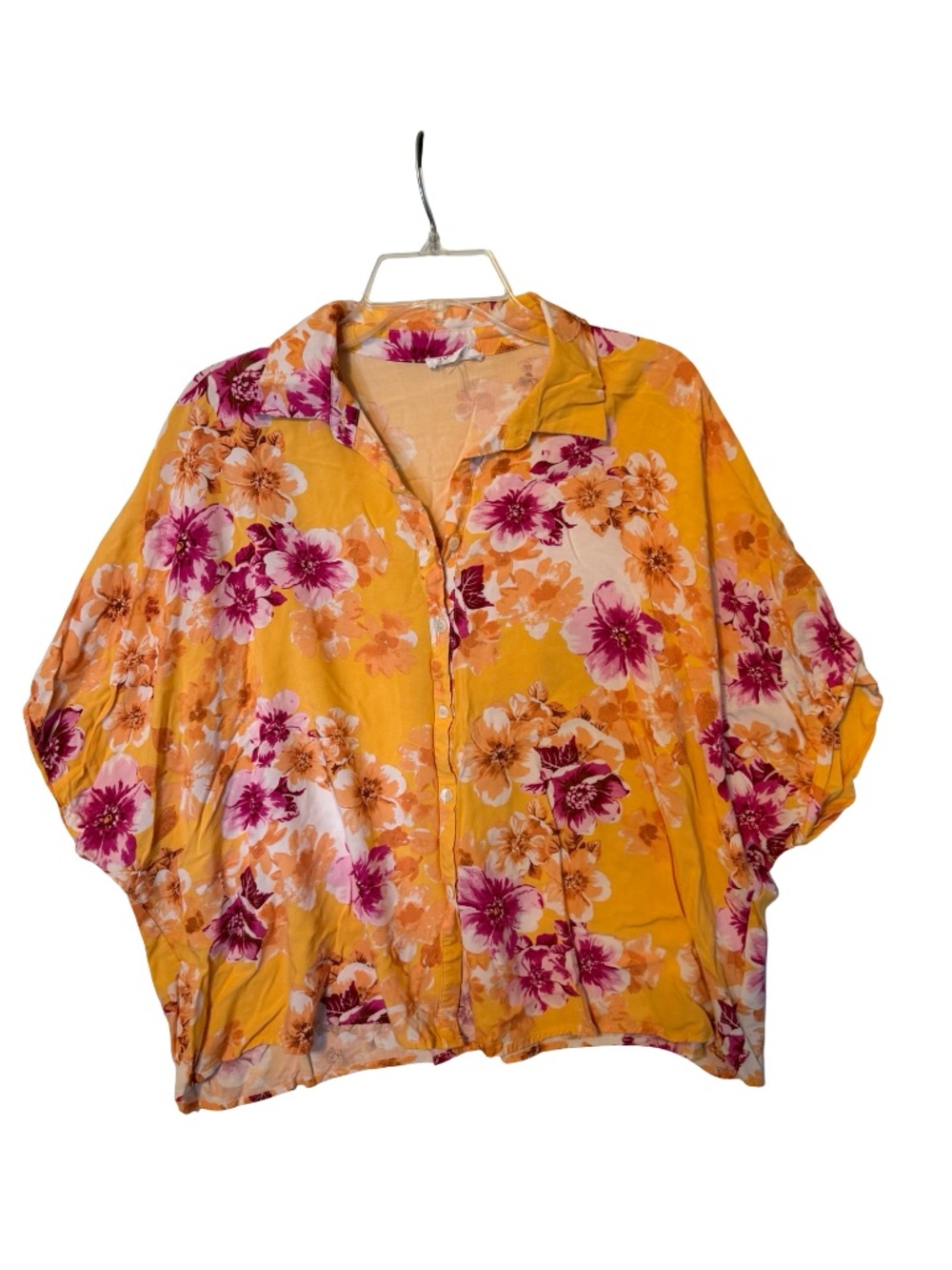 Orange/Hot Pink Crop Top with Dolman Sleeves by Emily Wonder